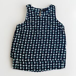 Banana Republic Women’s S Sleevless Navy Top Double Layer Geometric Romantic